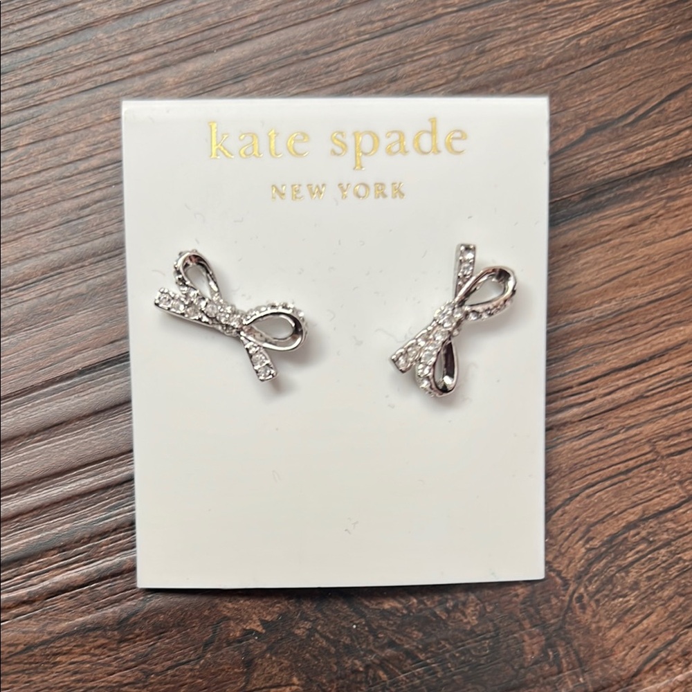 NWT Kate Spade Silver Bow Earrings
